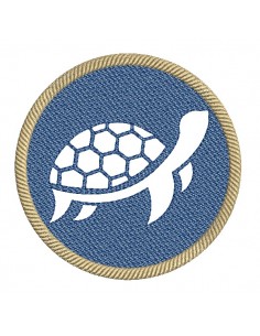 Motif de broderie machine tortue de mer en embossage