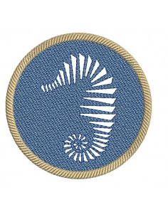 Motif de broderie machine hippocampe en embossage