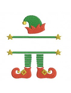 Motif de broderie machine lutin de  Noël prénom