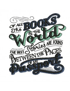 Motif de broderie machine  books world passport