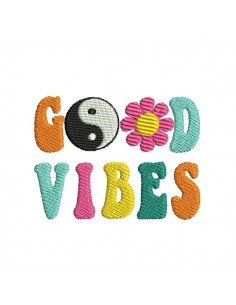 Motif de broderie machine good vibes yin yang