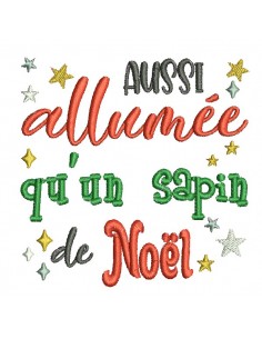 Motif de broderie machine allumée sapin Noël