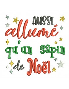 Motif de broderie machine sapin Noël allumé
