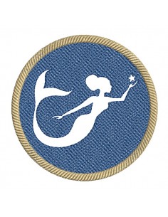 Motif de broderie machine sirène avec une étoile de mer en embossage