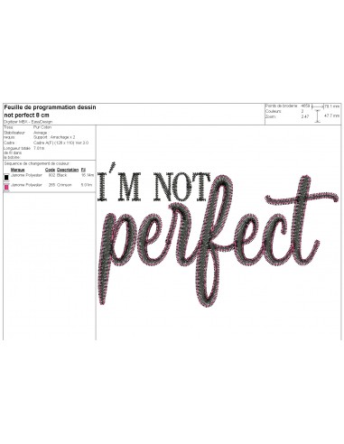 machine embroidery design I'm not perfect