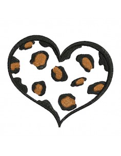 Motif de broderie machine coeur léopard