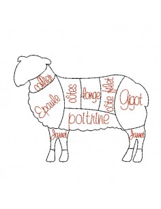 Motif de broderie croquis mouton du boucher