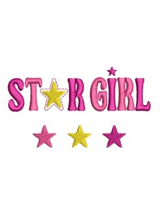 machine embroidery design star girl