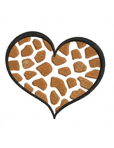 Motif de broderie machine coeur girafe