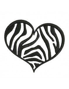 machine embroidery design heart zebra