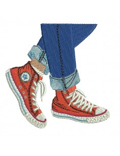 Motif de broderie machine homme en baskets