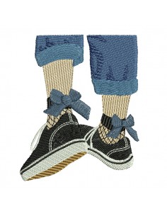 Motif de broderie machine femme en baskets