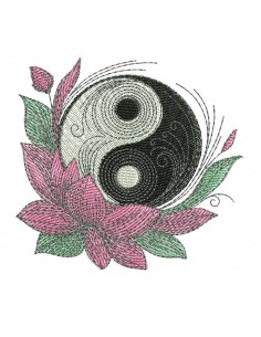 machine embroidery design  yin yang lotus