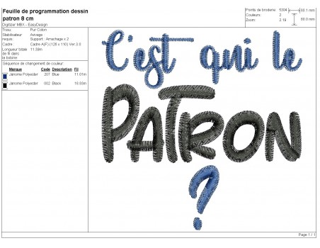 Motif de broderie machine c'est qui le patron