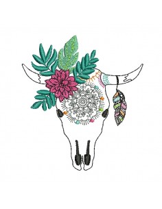 machine embroidery design mandala buffalo head