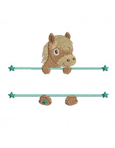 Motif de broderie machine poney prénom garçon