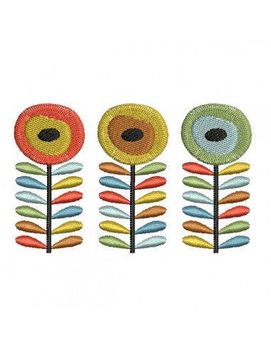 machine embroidery design  trio vintage  flowers