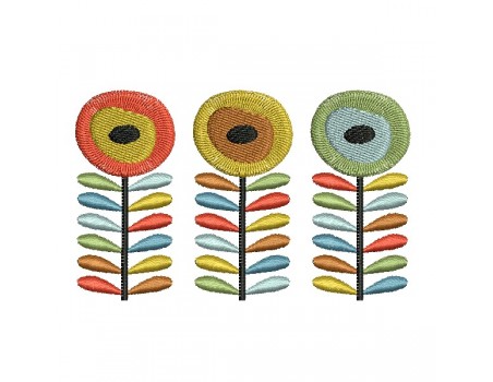 machine embroidery design  trio vintage  flowers