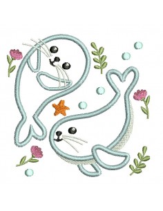 machine embroidery design applique baby seals