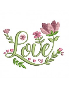 machine embroidery design word  love