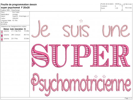 Motif de broderie  super psychomotricienne