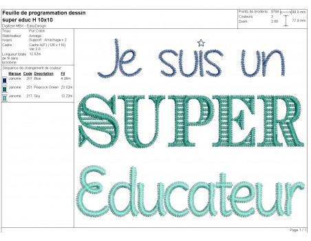 Motif de broderie  super éducateur