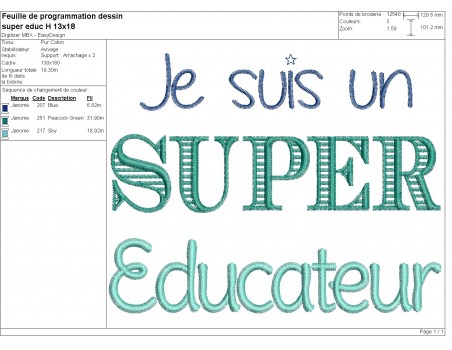 Motif de broderie  super éducateur