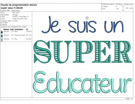 Motif de broderie  super éducateur