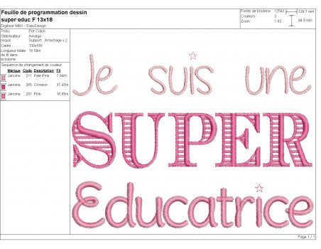Motif de broderie  super éducatrice