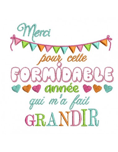 Motif de broderie machine année formidable a personnaliser