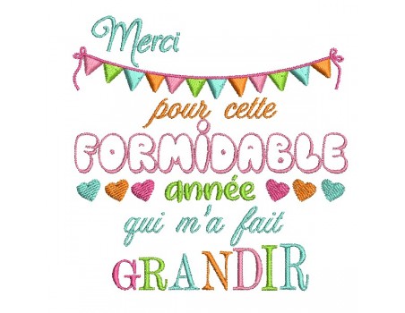 Motif de broderie machine année formidable a personnaliser
