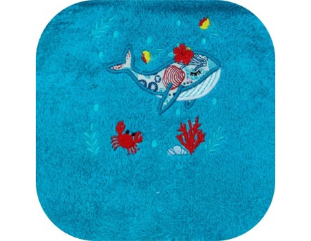 Motif de broderie machine la baleine de Tahiti  en appliqué