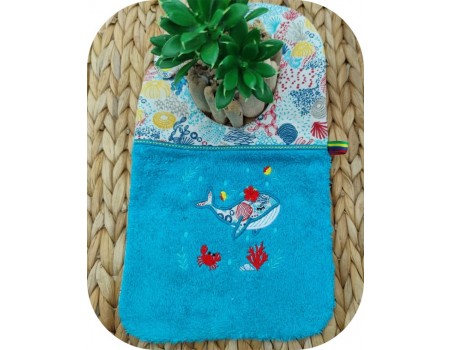 Motif de broderie machine la baleine de Tahiti  en appliqué