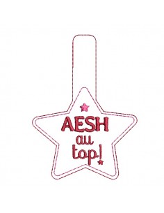 Motif de broderie machine porte clés étoile AESH au top  ITH