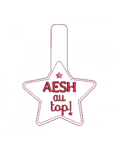 Motif de broderie machine porte clés étoile AESH au top  ITH