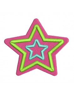 Motif de broderie machine étoile tricolore