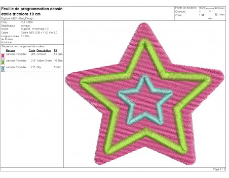 Instant download machine embroidery design tricolor star