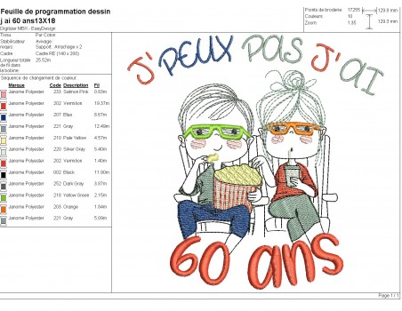Instant download machine embroidery design I can't 60