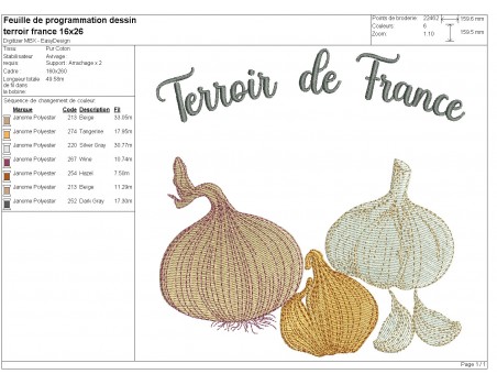 Instant download machine embroidery design Taste of France