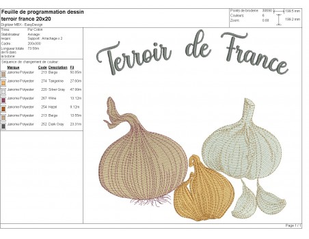 Instant download machine embroidery design Taste of France