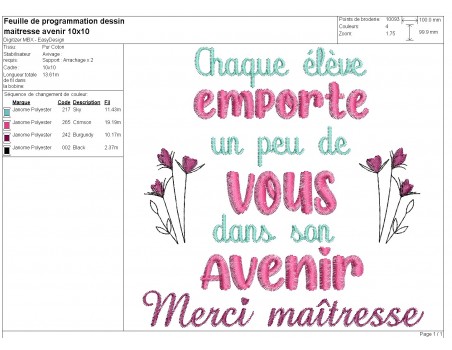 machine embroidery design student teacher