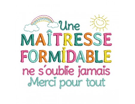 Motif de broderie machine maîtresse formidable