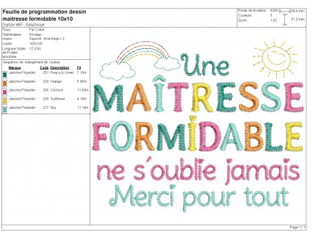 Instant download machine embroidery design amazing  teacher