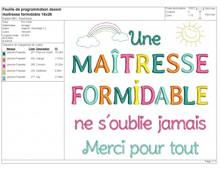 Instant download machine embroidery design amazing  teacher