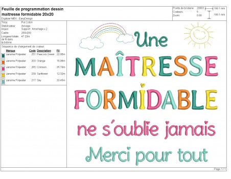 Motif de broderie machine maîtresse formidable