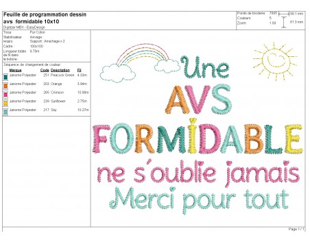 Motif de broderie machine AVS formidable