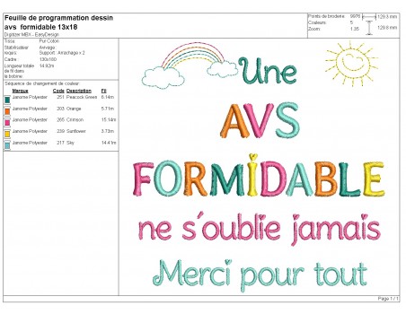 Motif de broderie machine AVS formidable