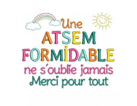 Motif de broderie machine Atsem formidable