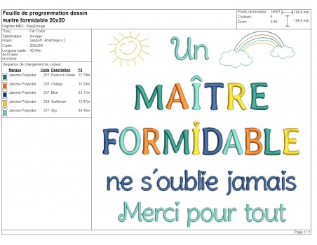 Motif de broderie machine maître formidable
