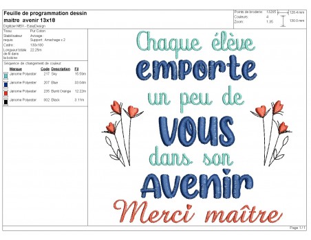 Motif de broderie machine maître avenir